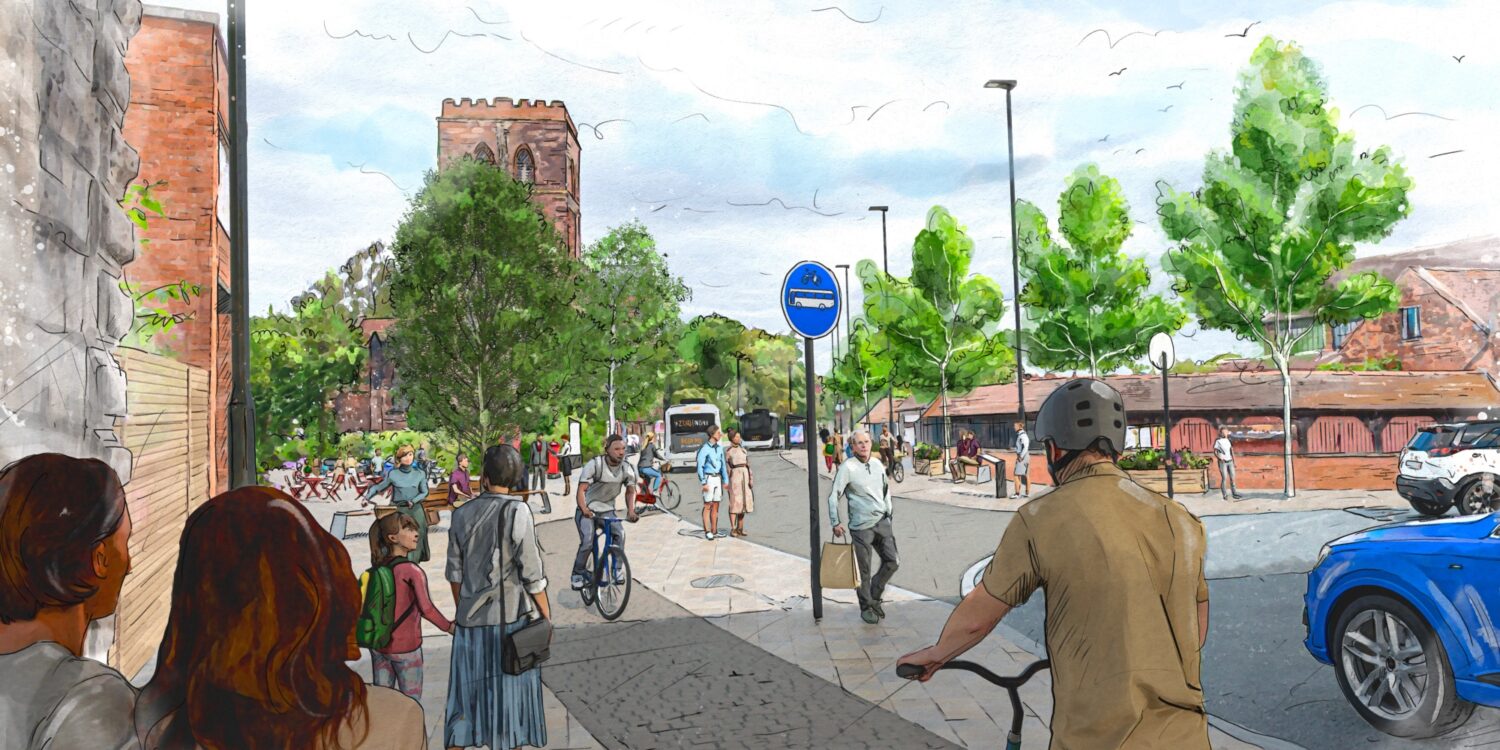An artists' impression of how Abbey Foregate may look in the future.